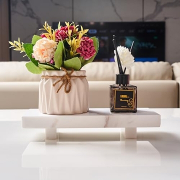 YCROJBK Natural Marble tray pedestal stand, Soap Dispenser Holder, Modern Marble Riser For Decor Display, Marble Soap Pedestal For Bathroom, Kitchen, Home Decor (Glorious White)