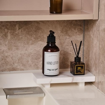 YCROJBK Natural Marble tray pedestal stand, Soap Dispenser Holder, Modern Marble Riser For Decor Display, Marble Soap Pedestal For Bathroom, Kitchen, Home Decor (Glorious White)