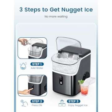 COWSAR Nugget Ice Makers Countertop Soft Chewable Pellet Ice Machine with Auto-Cleaning Function, 35...