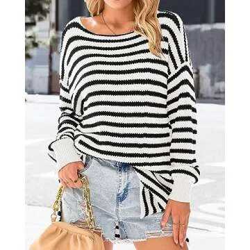 KIRUNDO Women's Cozy Oversized Striped Sweater
