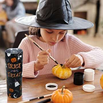 Spooky Halloween Tumbler - Fun Travel Cup with Lid and Straw