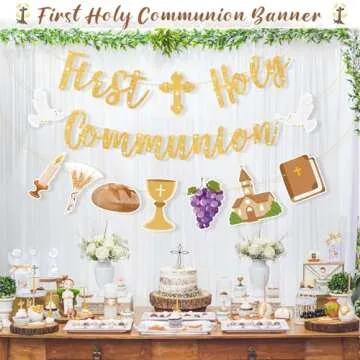Yeaqee First Holy Communion Banner for Celebrations