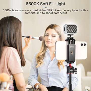 Vlogging Light PICTRON VL28 LED Light for iPhone Mini LED Camera Light Rechargeable 5600K 95+ Long-Lasting Fill Light for Action Camera DJI OSMO Smartphone Sony ZV-1 A7 RX100 VII Canon Camera