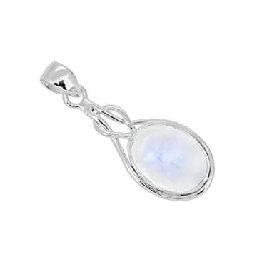 YoTreasure 1.77" Moonstone Necklace 925 Sterling Silver Chain Knot Pendant Jewelry