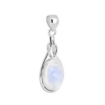 YoTreasure 1.77" Moonstone Necklace 925 Sterling Silver Chain Knot Pendant Jewelry