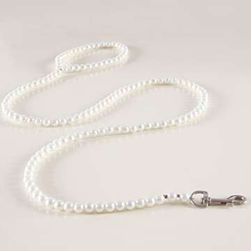 Cdycam 120cm 4ft Custom Pearls Beaded Pet Dog Cat Training Walking Leash Lead Leashes