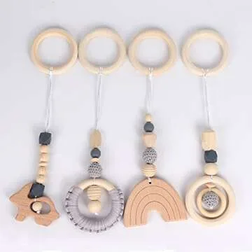 Wooden Baby Gym Hanging Toys for Newborns and Infants