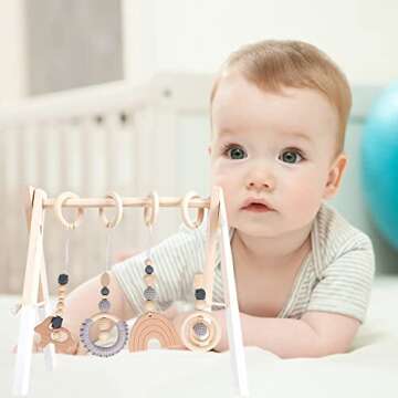 Wooden Baby Gym Hanging Toys for Newborns and Infants