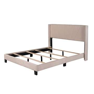 Merax Upholstered Bed Frame with Wingback Headboard