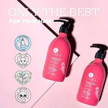 Luseta Keratin Shampoo and Conditioner for Color Treated Damaged & Dry Hair, Keratin Hair Treatment ...