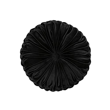 Lush Decor Round Pleated Soft Velvet Throw Pillow 15 Inches
