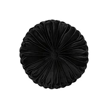 Lush Decor Round Pleated Soft Velvet Throw Pillow 15 Inches