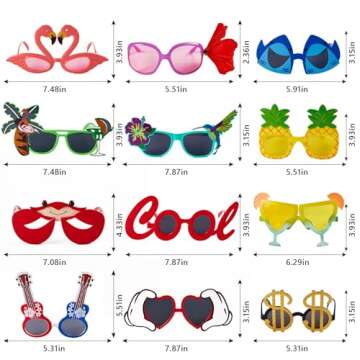 C.N. Luau Party Sunglasses 12 Pairs - Fun Beach Accessory