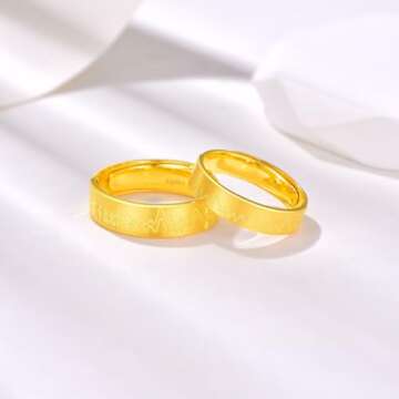 Ecqizer Love Rings Titanium Steel Promise Best Gifts for Men Women Girls Wedding Engagement Valentine's Day Mother's Day Father's Day