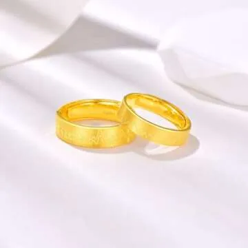 Ecqizer Love Rings Titanium Steel Promise Best Gifts for Men Women Girls Wedding Engagement Valentine's Day Mother's Day Father's Day