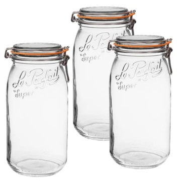 Le Parfait Super Jar - Canning Jar, 3L French Glass Storage with Airtight Lid