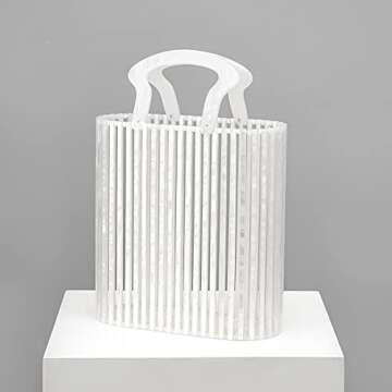 sorozien Women Acrylic Handbag Clutch Beach Bag Handmade Tote Ark Bag Top Handle Bags Fashion Party Clutch Purse (Pearlescent White)