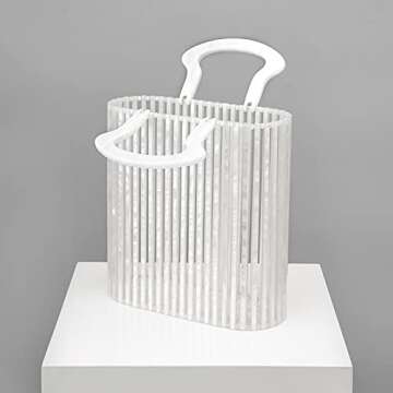 sorozien Women Acrylic Handbag Clutch Beach Bag Handmade Tote Ark Bag Top Handle Bags Fashion Party Clutch Purse (Pearlescent White)