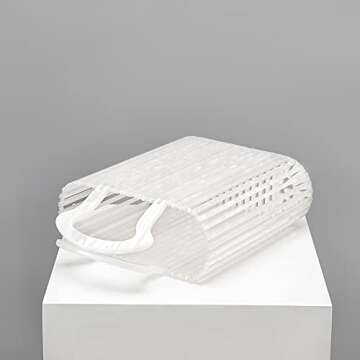 sorozien Women Acrylic Handbag Clutch Beach Bag Handmade Tote Ark Bag Top Handle Bags Fashion Party Clutch Purse (Pearlescent White)