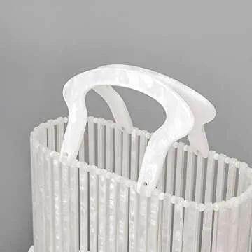 sorozien Women Acrylic Handbag Clutch Beach Bag Handmade Tote Ark Bag Top Handle Bags Fashion Party Clutch Purse (Pearlescent White)