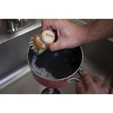 Everest Eco Products Eco Friendly Kitchen Dish Cleaning Set - Biodegradable & Highly Durable - 5 Piece Set - Coconut, Sisal, Palm Fibers - Brown Wooden Handle