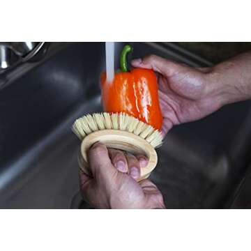 Everest Eco Products Eco Friendly Kitchen Dish Cleaning Set - Biodegradable & Highly Durable - 5 Piece Set - Coconut, Sisal, Palm Fibers - Brown Wooden Handle