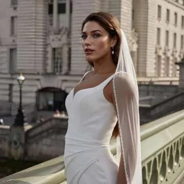 GAODESI Elegant Bridal Veil with Crystals and Pearls