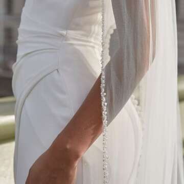 GAODESI Elegant Bridal Veil with Crystals and Pearls