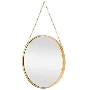 Gold Round Hanging Mirror 18 Inch Circle Decorative Mirror Hanging Mirrors for Wall Decor,Bathroom,Bedroom ,Living Room, Hallway,Gold