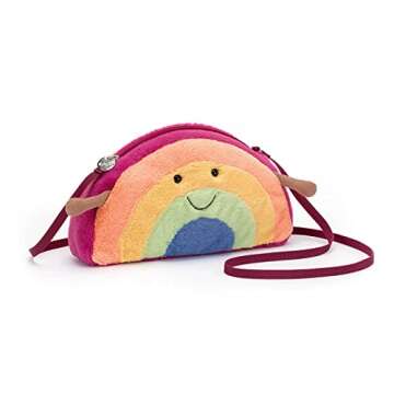 Jellycat Amuseables Rainbow Plush Bag, 10 inches | Crossbody and Shoulder Purse | Fun and Unique Handbag
