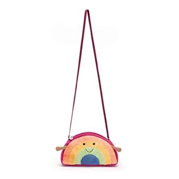Jellycat Amuseables Rainbow Plush Bag, 10 inches | Crossbody and Shoulder Purse | Fun and Unique Handbag