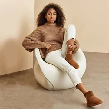 Weestep Women's Classic Faux Fur Slip On Winter Ankle Snow Boots(9, Brown)