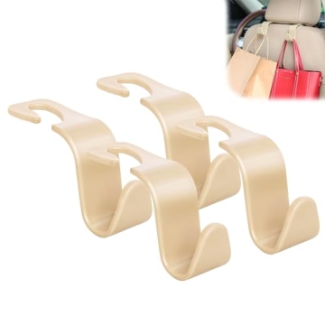Amooca Car Headrest Hooks for Bag Organizer Set of 4