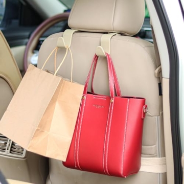 Amooca Car Headrest Hooks for Bag Organizer Set of 4