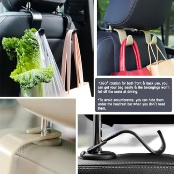 Amooca Car Headrest Hooks for Bag Organizer Set of 4