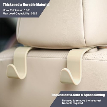 Amooca Car Headrest Hooks for Bag Organizer Set of 4