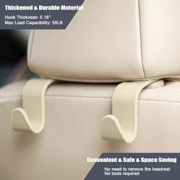 Amooca Car Headrest Hooks for Bag Organizer Set of 4