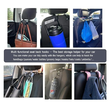 Amooca Car Headrest Hooks for Bag Organizer Set of 4