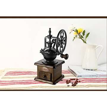 Emousport Manual Coffee Grinder Retro Style Wooden Coffee Bean Mill Grinding Ferris Wheel Design Hand Coffee Vintage Maker Kitchen Tools