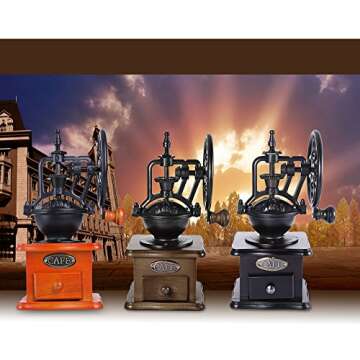 Emousport Manual Coffee Grinder Retro Style Wooden Coffee Bean Mill Grinding Ferris Wheel Design Hand Coffee Vintage Maker Kitchen Tools