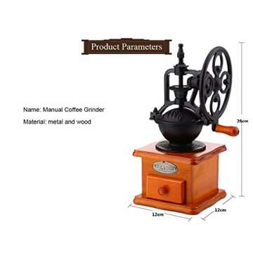 Emousport Manual Coffee Grinder Retro Style Wooden Coffee Bean Mill Grinding Ferris Wheel Design Hand Coffee Vintage Maker Kitchen Tools