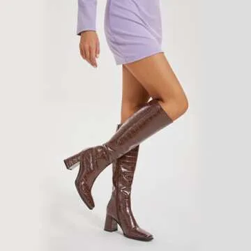 Modatope Women's Knee High Chunky Heel Boots 2024