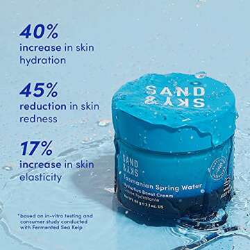 Sand & Sky Tasmanian Spring Water Hydration Boost Cream. Water-based Hydrating Cream with Hyaluronic Acid. Lightweight Moisturizer