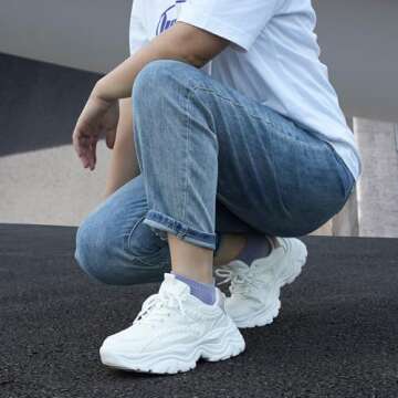 Gemialle Women's Stylish Chunky Platform Sneakers