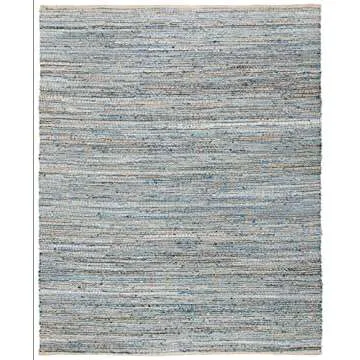SAFAVIEH Cape Cod Collection Area Rug - 8' x 10', Natural & Blue, Handmade Flat Weave Coastal Braided Jute, Ideal for High Traffic Areas in Living Room, Bedroom (CAP351A)