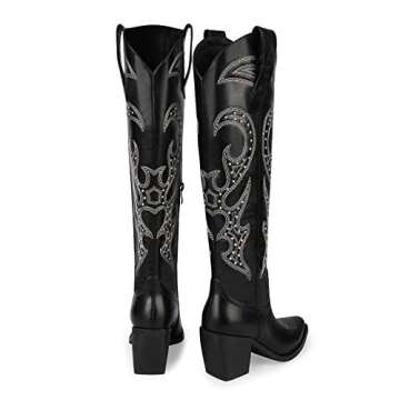 Wetkiss Black Cowgirl Boots for Women - Stylish Tall Western Boots