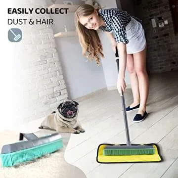 Conliwell Rubber Broom for Pet Hair Cleanup with Squeegee
