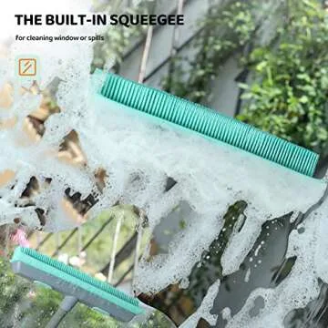 Conliwell Rubber Broom for Pet Hair Cleanup with Squeegee