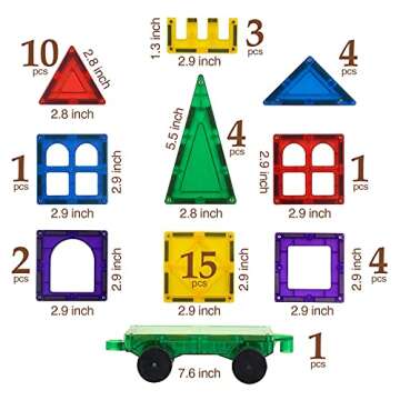 TOYLI Magnetic Tiles Clear Colors Magnet Blocks for Kids Magnetic Tiles STEM Magnetic Blocks Connect Tiles Activities Magnetic Blocks for Toddlers Girls Boys Magnetic Toys