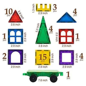 TOYLI Magnetic Tiles Clear Colors Magnet Blocks for Kids Magnetic Tiles STEM Magnetic Blocks Connect Tiles Activities Magnetic Blocks for Toddlers Girls Boys Magnetic Toys